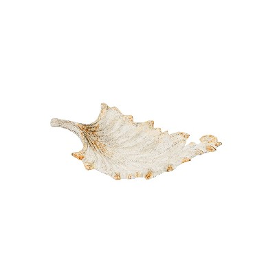 Leaf Trinket Dish Antique White Cast Iron by Foreside Home & Garden