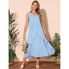 INSPIRE CHIC Women's Summer Sleeveless V Neck Button Decor Flowy Maxi Tank Beach Dress - 4 of 4