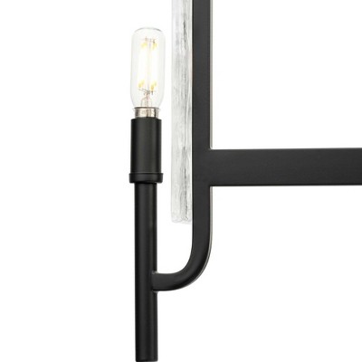 Matte Black 5-Light Chandelier with Clear Textured Glass