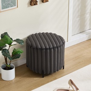 Kumasinova 19.2"H Round Fluffy Faux Fur Pouf Ottoman for Living Room,Accent Ottoman Footrest Stool with Sturdy Metal Legs&Foot Pad,275lbs Max - 1 of 4