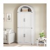 Coolmee Arched Bookshelf with Doors, Farmhouse Display Storage Shelves, 71.4in Tall Wooden Rounded Bookcases for Living Room, Kitchen, Office - 4 of 4