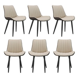 Sapphtopaz Modern Dining Chairs with Wave Pattern PU Upholstered Armless Kitchen Chair with Metal Leg Dining Room Chair for Dining Room - 1 of 4