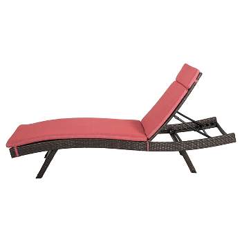 Salem Brown Wicker Adjustable Chaise Lounge - Red - Christopher Knight Home