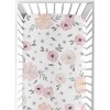 Sweet Jojo Designs Girl Fitted Crib Sheets Set Watercolor Floral Pink and Grey 2pc - 2 of 4