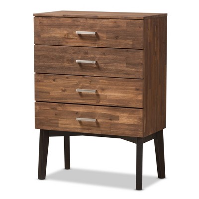 Selena Mid-Century Modern Wood 4 Drawer Chest Brown - Baxton Studio