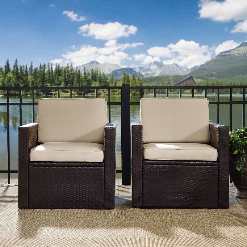 Palm Harbor 3pc All-Weather Wicker Patio Conversation Set - Sand - Crosley, 4 of 11