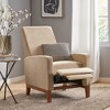Fabric Push-Back Club Recliner with Rubberwood Legs and Contemporary Design - 4 of 4