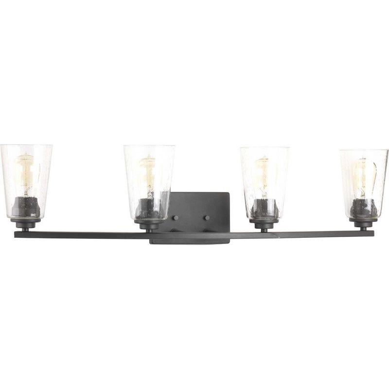 Progress Lighting Debut 4-Light Bath Vanity Fixture, Steel, Brushed Nickel, Clear or Frosted Seeded Shades, 4 of 6