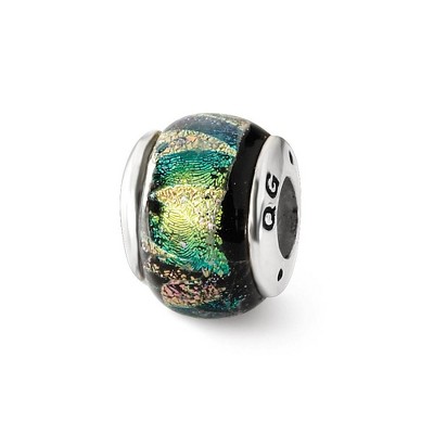 Black Bow Jewelry Green Hued Dichroic Glass Sterling Silver Bead Charm