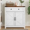 CLIHOME Farmhouse Storage Cabinet with Adjustable Shelf, White Kitchen Cabinet with Walnut Countertop, Modern Coffee Bar Console Cabinet - 2 of 4