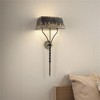 Elegant Wall Sconce with Distressed Black Shade and Decorative Scroll Design, Vintage Home Lighting Fixture, 1pc - 2 of 4