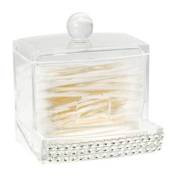 4X QTIP HOLDER Dispenser with Lids Acrylic Bathroom Jars Cotton