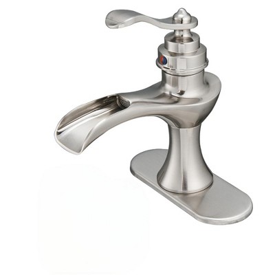 BWE Waterfall Single Hole Single-Handle Low-Arc Bathroom Faucet With Pop-up Drain Assembly