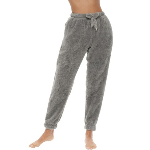 ADR Women's Plush Pajama Pants with Pockets, Joggers with Drawstring,  Elastic Waist Steel Gray Large