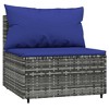 vidaXL Patio Middle Sofa Gray and Dark Blue - 2 of 4