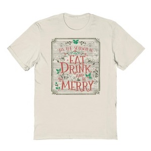 Rerun Island Men's Christmas Eat Drink Be Merry Short Sleeve Graphic Cotton T-shirt - 1 of 1