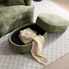 Oval Storage Ottoman with Removable Tray, Multifunctional Chenille Upholstered Storage Coffee Table - ModernLuxe - 2 of 4