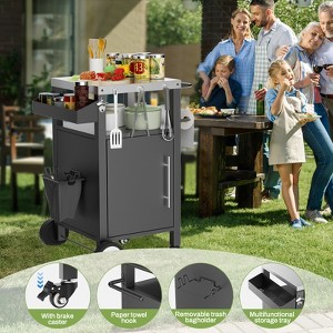 VYNXARIA Outdoor Grill Cart: Durable BBQ Table with Storage, Hooks & Rolling Convenience - 1 of 4