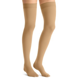 JOBST Opaque Women's 15-20 mmHg Compression Stockings, Thigh Highs w/ Silicone Dot Top Band - 1 of 4