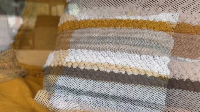 Striped with Fringe Filled Throw Pillow Mustard by Foreside Home & Garden, 2 of 8, play video
