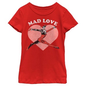 Girl's Batman Valentine's Day Harley Quinn Mad Love T-Shirt - 1 of 4