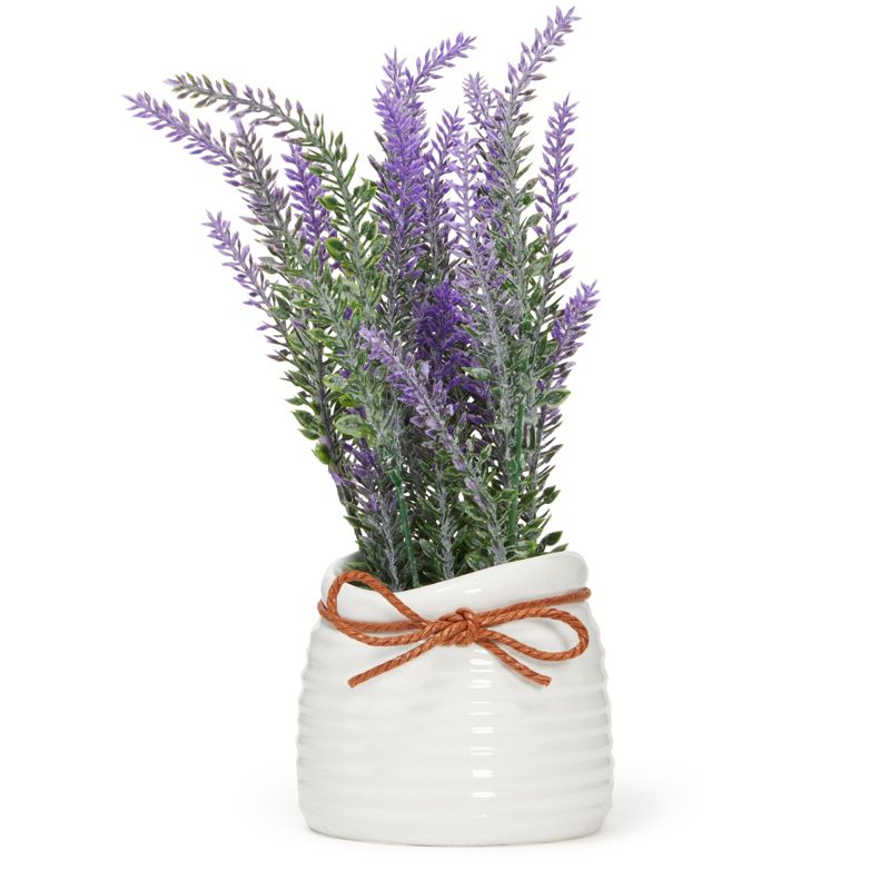 Juvale Artificial Lavender Flowers in Ceramic Vase for Bathroom Decor (9 x 3.3 in), 1 of 8