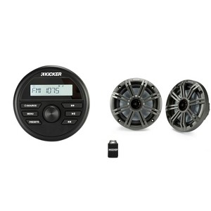 Kicker Marine Radio 46KMC2 and 6.5" Charcoal Marine Speakers (QTY 2) 1 pair of OEM replacement speakers - 1 of 4