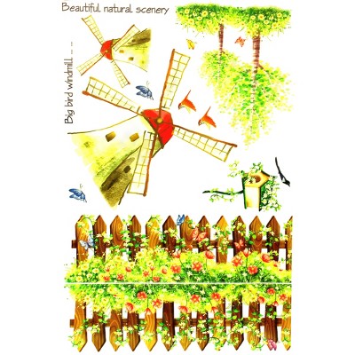 Slickblue Windmill Garden Wall Stickers, Waterproof Vinyl Décor for Home, Living Room & Bedroom - 23.6" x 35.4"