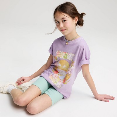 Cat & Jack Girls' Short Sleeve Oversized Graphic T-Shirt - Cat & Jack™ Lilac Purple M — фото 4