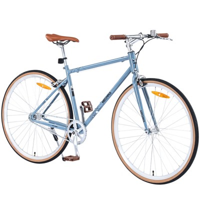 Aukfa 700C Single Speed Road Bike - Retro Steel Frame City Bike - Comfort Hybrid Bike with Alloy Rims and Caliper Brakes, Unisex
