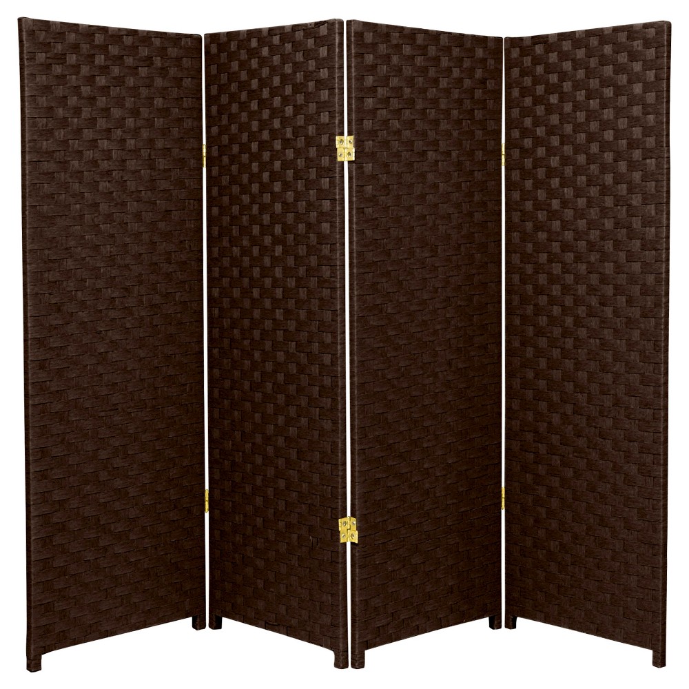 Photos - Other Furniture 4 ft. Tall Woven Fiber Room Divider - Dark Mocha  - Oriental Fur(4 Panels)