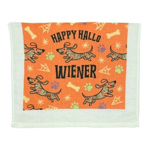 Happy Hallo Wiener Funny Scary Puppy Dog Tea Towel - Crazy Dog Tea Towel HalloWiener - 1 of 4