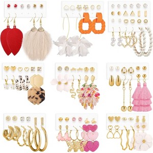 Fashion Tassel Earrings Set for Women, 12-Pair Acrylic Hoop Drop Dangle Earrings for Birthday Party - 1 of 4
