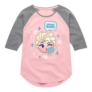 Girls' - Disney - Elsa Snow Queen Shirt Tail Raglan Graphic T-shirt - 1 of 3