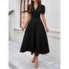 Long Formal Dresses for Women V-Neck Puff Short Sleeve A-Line Gowns Evening Party Cocktail Dress - 2 of 4