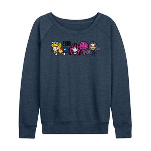 Women's - Mattel - 80Th Lineup Color Lightweight French Terry Wide Neck Long Sleeve Shirt - 1 of 4
