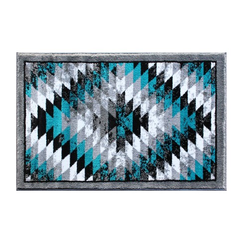 Flash Furniture Modern High-Low Pile Swirled 5' x 7' Turquoise Area Rug - Olefin Accent Rug