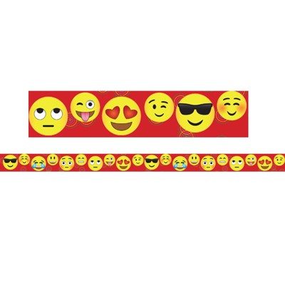Charles Leonard Magnetic Straight Borders/Trims, 1.5" x 24", Emoji Theme, Pack of 12 (Pack of 2)
