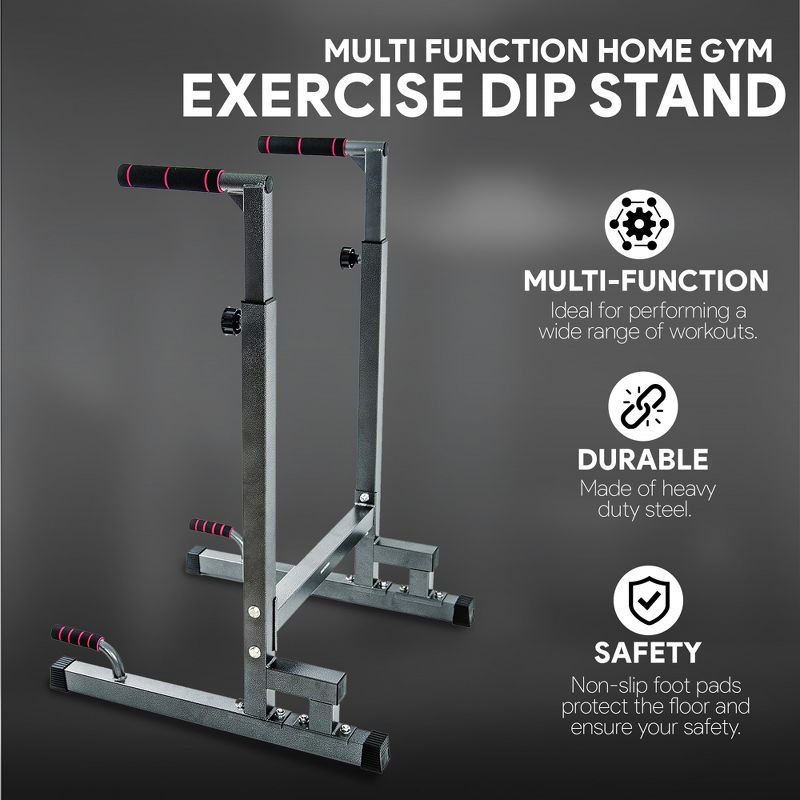 BalanceFrom Steel Frame Multi-Functional Home Gym Exercise Fitness Dip Stand Station with Adjustable Height, 500 Pound Capacity, 3 of 7
