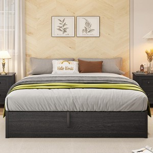 AMERLIFE Lift Up Storage Bed with Storage Underneath, No Headboard - 1 of 4