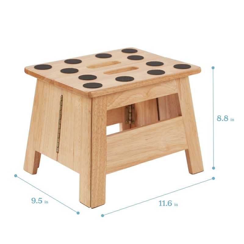 ECR4Kids Folding Step Stool with Handle, Kids Furniture, Natural, 3 of 15