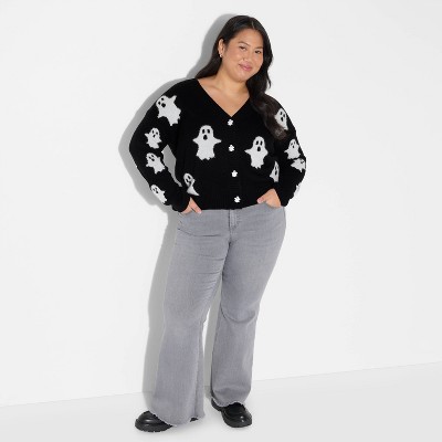 Women's Ghost Graphic Cardigan - Black