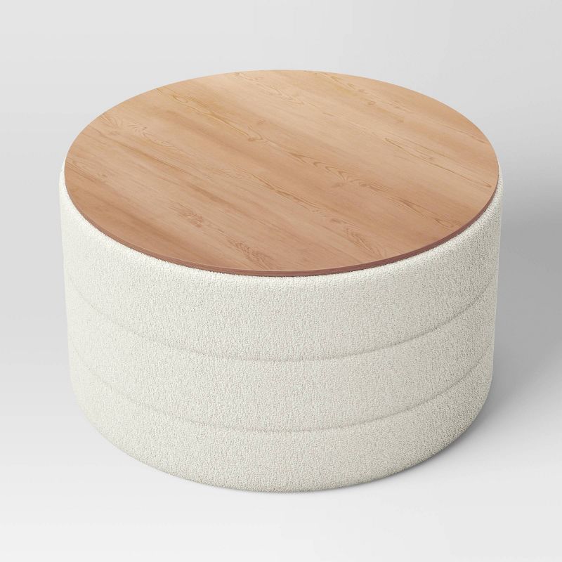 Tray Top Upholstered Storage Cocktail Boucle Ottoman Cream/White - Threshold&#8482;, 4 of 9