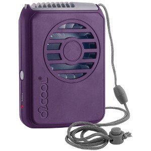 O2COOL Rechargeable Deluxe Necklace Fan with USB Cord Purple: Portable Handheld Personal Fan, 3 Speeds, Matte Finish - 1 of 4