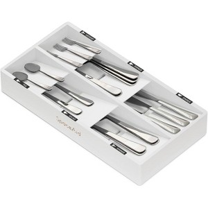 Bamboo Silverware Drawer Organizer with Labels ,Kitchen Utensil Tray Holder Organizer for Flatware, Cutlery,6 Slots- SpaceAid® - 1 of 4