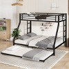 TopComfy Beds Metal Bunk Bed Twin XL over Twin XL Floor Bunk Bed Frame Heavy Duty Bunk Bed Bedroom Furniture for Bedroom, Black, 63"*64.6"*103.18" - 2 of 4
