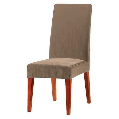 Stretch Pinstripe Short Dining Room Chair Cover Taupe Brown Sure Fit Target