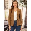 INSPIRE CHIC Women's Faux Suede Belted Lapel Single Breasted Work Outwear Blazer - 2 of 4