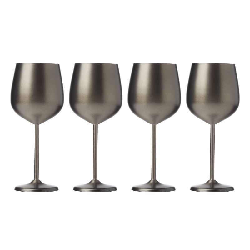 Cambridge Silversmiths Set of 4 18oz Stainless Steel Wine Glasses Black, 2 of 4