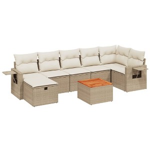 vidaXL Garden Sofa Set Beige for furniture, Cream white for cushions - 1 of 4
